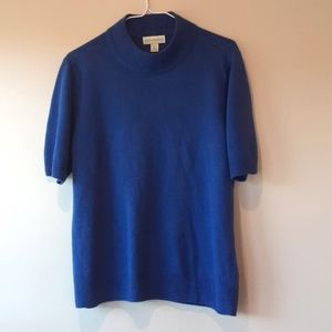 Blue Mock Neck Top